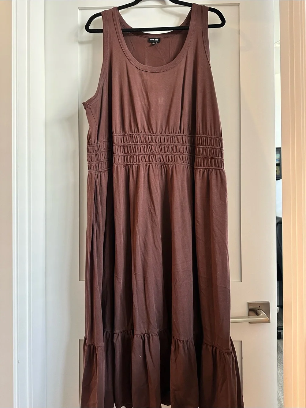 torrid Mauve-Brown Sleeveless Smocked-Waist Maxi Dress - Picture 1 of 4